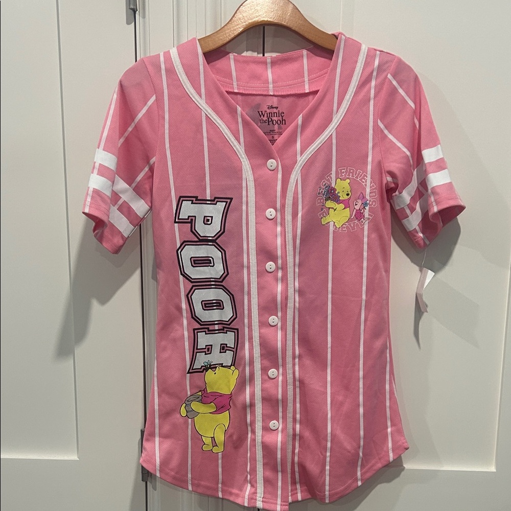 NWT WINNIE THE POOH Pink' Baseball-Style Jersey size small